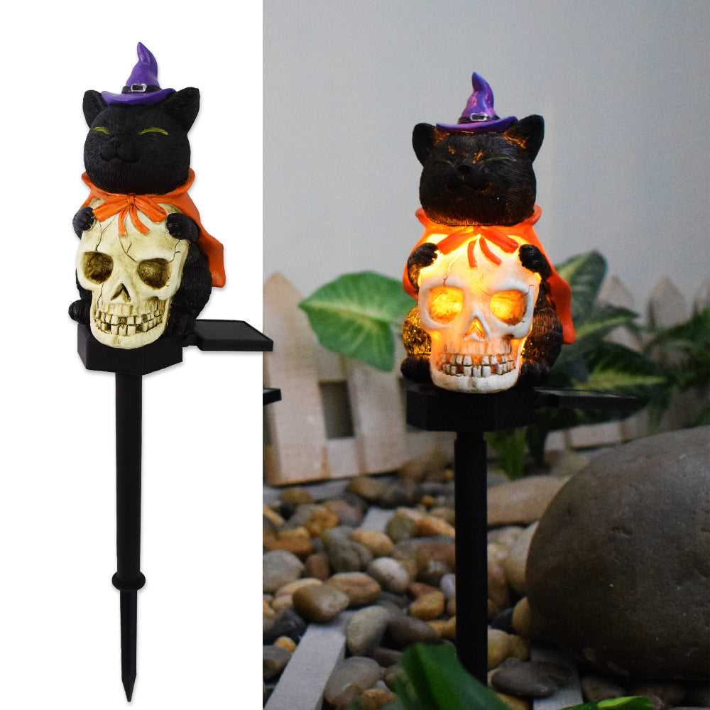 New solar outdoor courtyard Halloween pumpkin lantern resin craft garden ghost festival atmosphere decoration ground plug