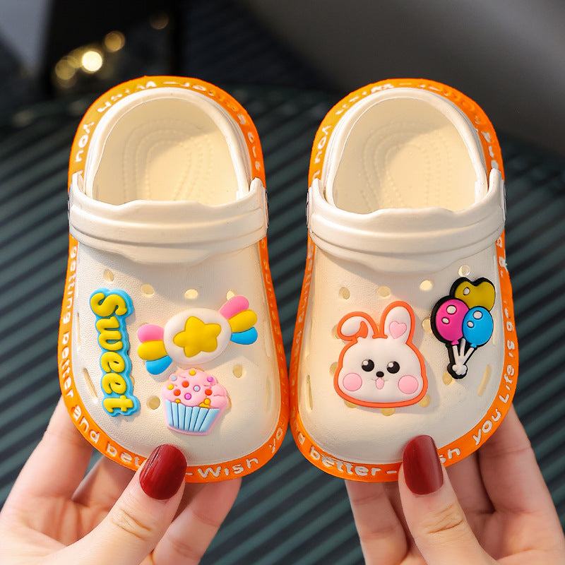 Children's slippers summer girls cute soft bottom non-slip children's sandals and slippers for children infants baby baby hole shoes boys