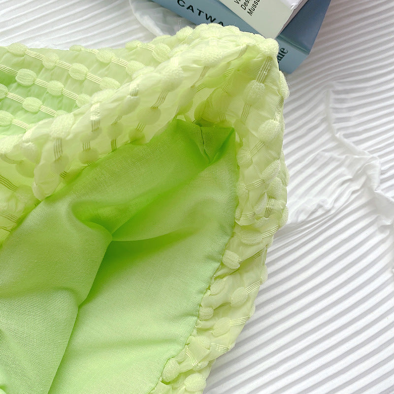 Girls suit 2023 summer new green baby girl solid color top shorts two-piece suit 11001