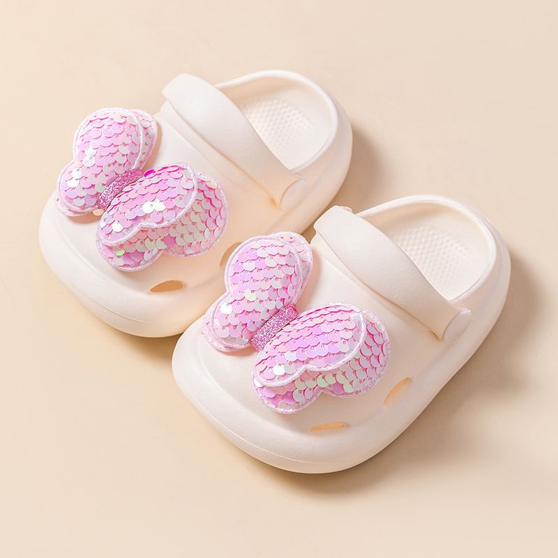 Children's slippers for girls princess style going out non-slip soft-soled hole shoes fashionable bowknot girl baby closed-toe shoes