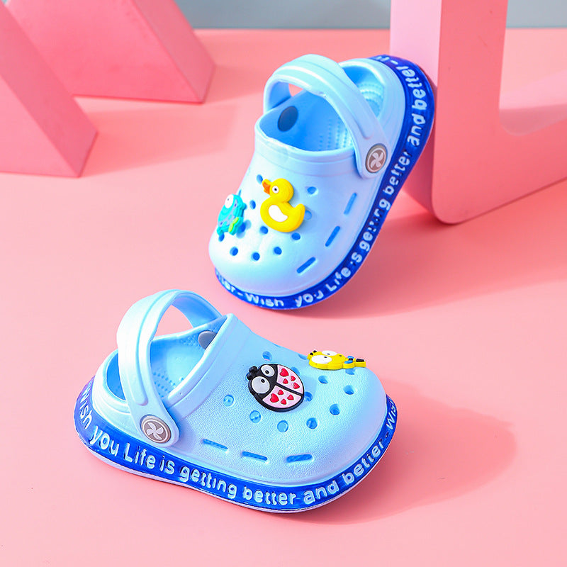 Baby Sandals Boys Summer Toddler Cartoon 1-3 Years Old 2 Girls Baotou Hole Shoes Soft Bottom Non-slip Baby Beach Sandals