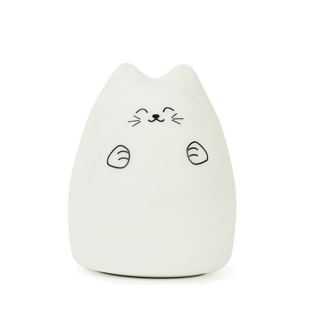 Cartoon cat silicone lamp Colorful color changing silicone animal lamp Desktop patting night light