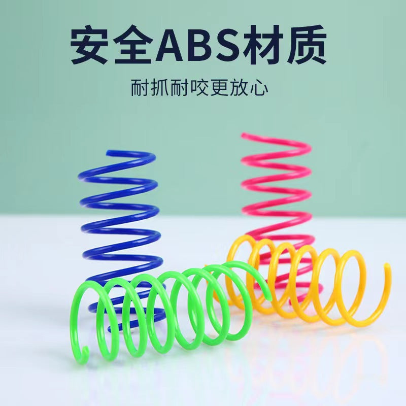 Cat colorful plastic spring cat toy jumping cat toy ball self-hi pet supplies factory cross-border hot sale