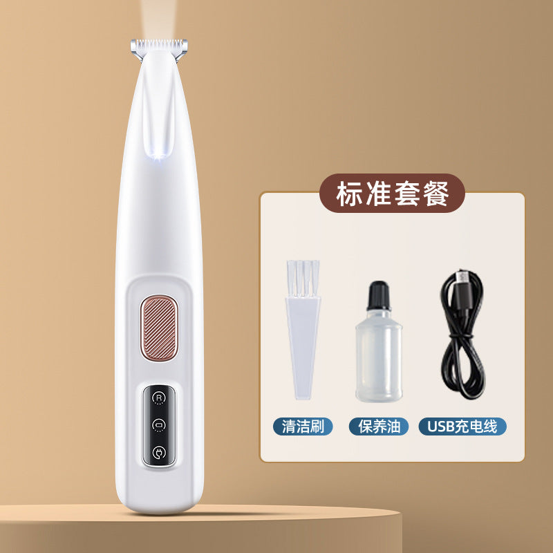 Waterproof LED light dog cat foot hair shaver pet foot hair shaving rechargeable electric hair clipper with light dog hair trimming