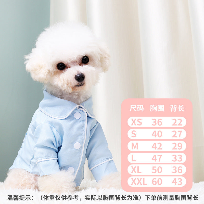 Factory direct sales of high-quality pet clothes, European, American and Korean version, French style pet clothes, dog pajamas