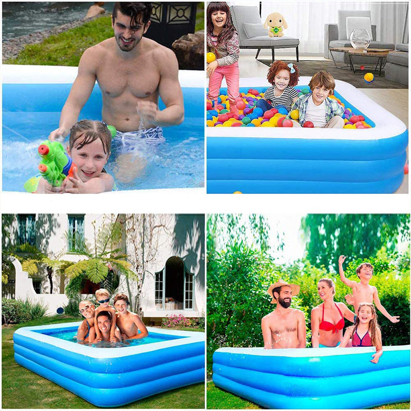 Household thickened adult children's inflatable swimming pool paddling pool outdoor inflatable pool baby swimming blue and white pool