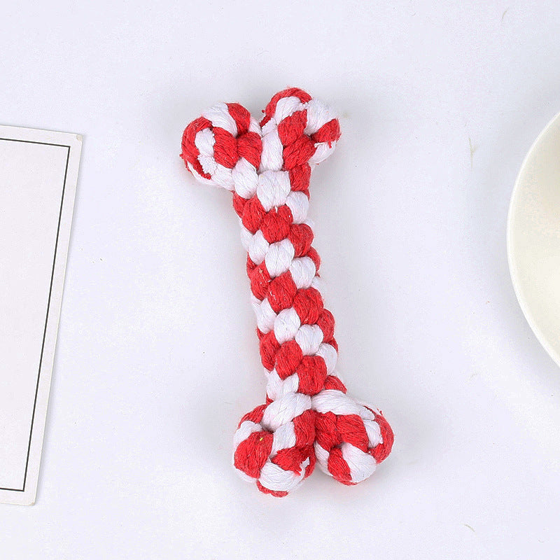 Amazon hot selling pet cotton rope dog toy braided bone shape pet supplies chew-resistant teething dog toy
