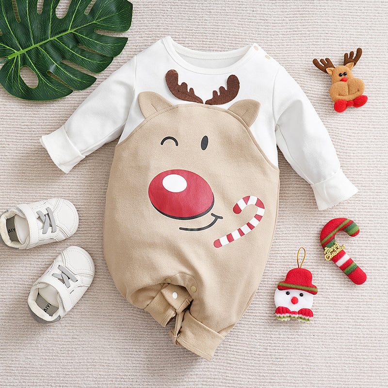 Autumn and winter Christmas baby jumpsuit baby clothes long-sleeved newborn crawling clothes baby Christmas clothing cross-border