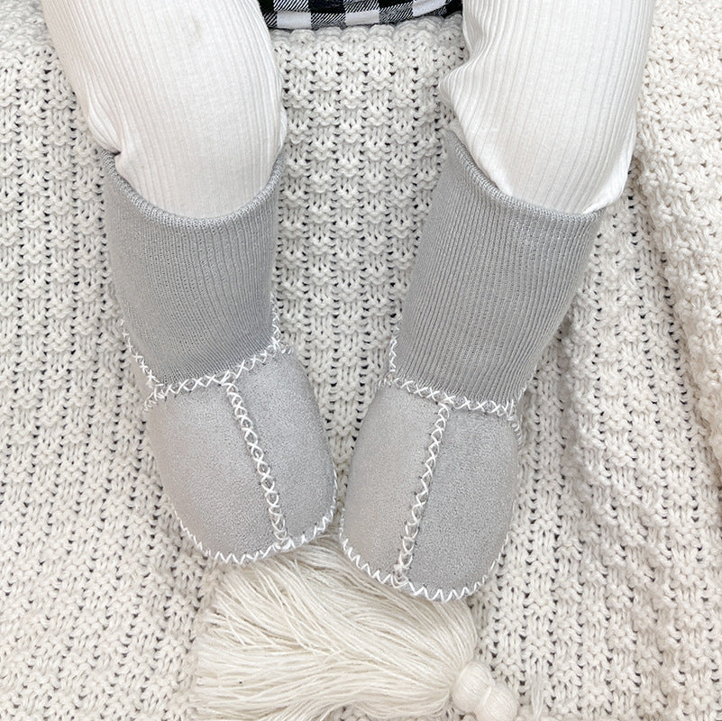 Autumn and winter newborn baby toddler shoes non-slip thickened anti-wool boys and girls do not fall off socks shoes soft sole