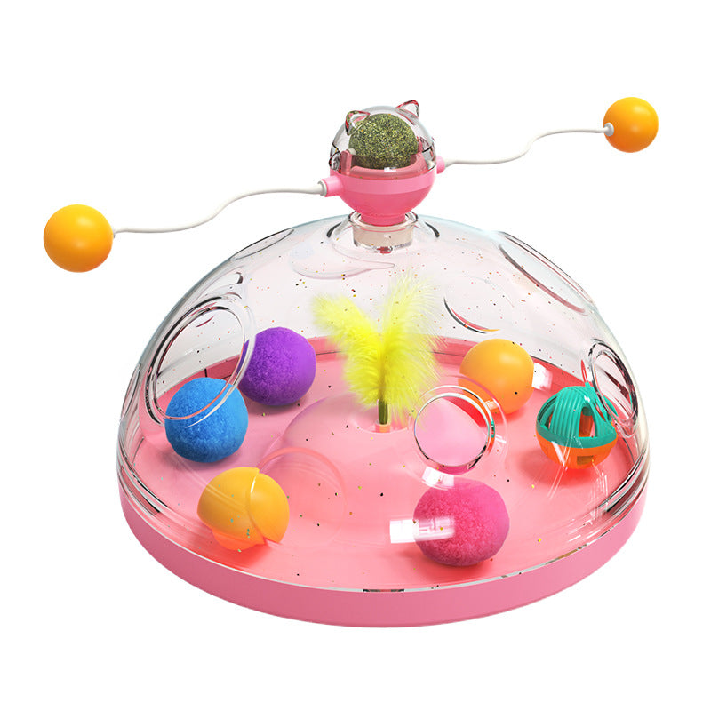 New Amazon pet supplies manufacturers wholesale company cat teaser stick treasure box cat windmill mint ball toy