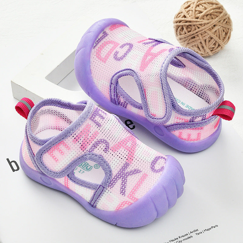 Toddler shoes thin summer baby children cartoon non-slip wear-resistant anti-kick baby anti-collision mesh shoes 0-3 years old boys and girls
