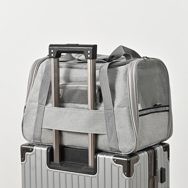 Factory pet bag portable travel single shoulder crossbody pet box foldable breathable transparent cat and dog bag