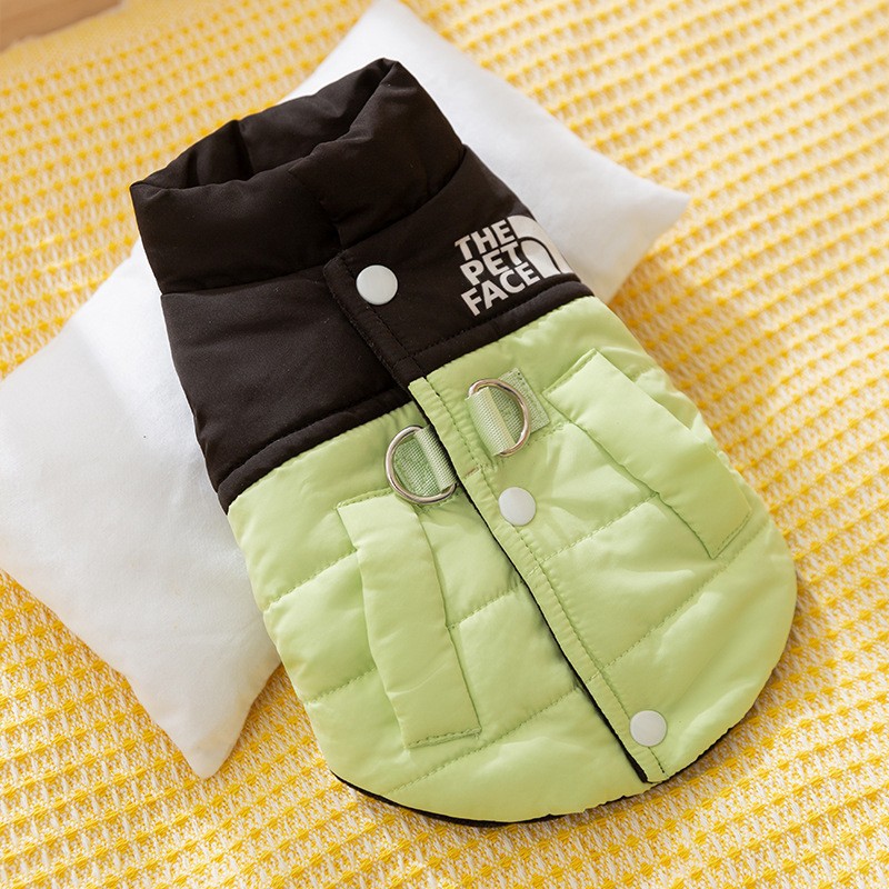 Thickened autumn and winter puppy dog clothes vest Teddy Bichon small dog can be pulled warm cat pet clothing