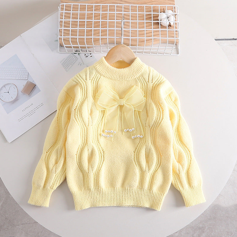 Girls sweater thickened autumn and winter new children's twisted fashionable pullover sweater small and medium children's sweater girl baby top