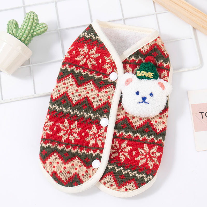 Dog clothes autumn vertical Christmas bear winter vest Teddy warm cat clothes pet clothing