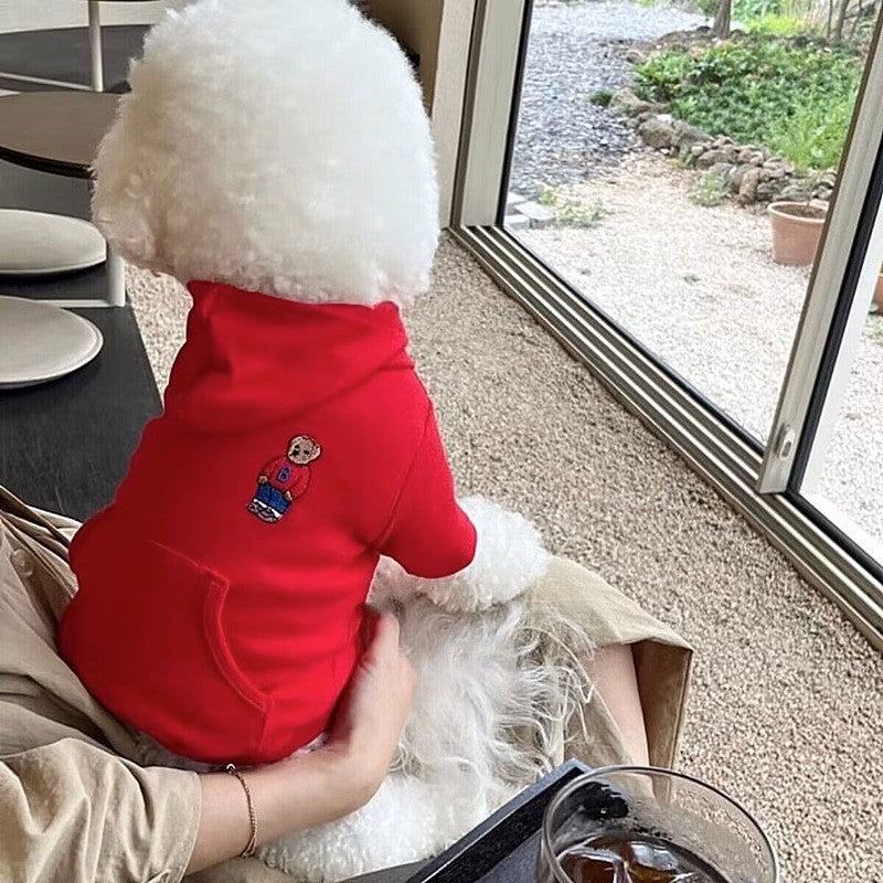 Autumn and winter dog clothes cartoon bear shoulder bag sweatshirt Teddy bear panda universal thin pet clothing