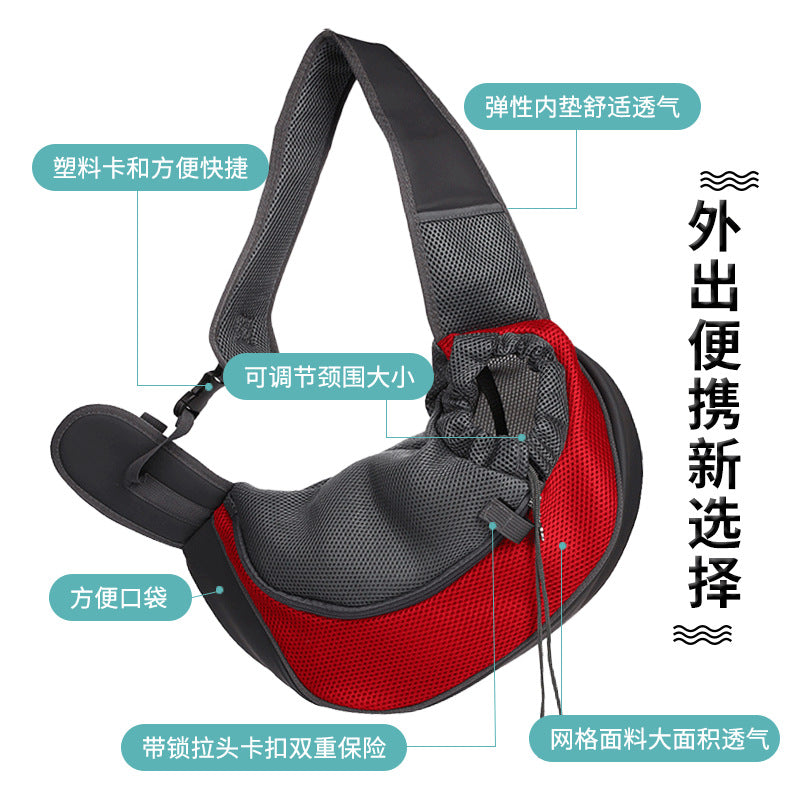 Exposed crossbody pet bag for going out portable bag for dogs chest pet crossbody bag backpack breathable pet shoulder bag