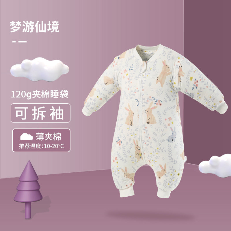 Bazaitu cross-border infant baby anti-kicking blanket pure cotton anti-startle thickened autumn and winter children's split-leg sleeping bag