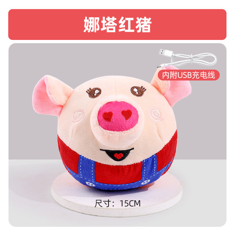 Dog Toy Electric Jumping Ball Plush Pet Self-Entertainment Boredom Sound Puppy Teething Resistant Teddy Corgi