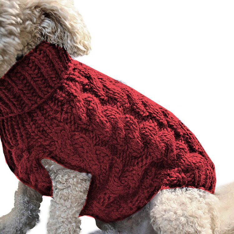 Dog cute pet sweater fashionable autumn and winter new pet clothes solid color twisted knitted warm clothing comfortable