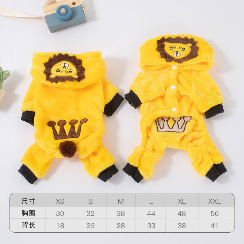 Autumn and winter dog clothes warm thick coral fleece puppy transformation clothes teddy corgi cat pet clothing wholesale