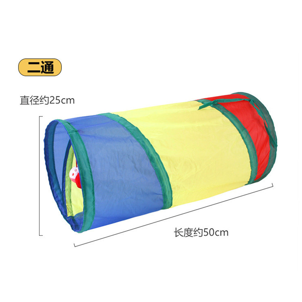Summary Manufacturers Cross-border Pet Cat Tunnel New Products Cat Rainbow Channel Interactive Drill Bucket Foldable Cat Toy