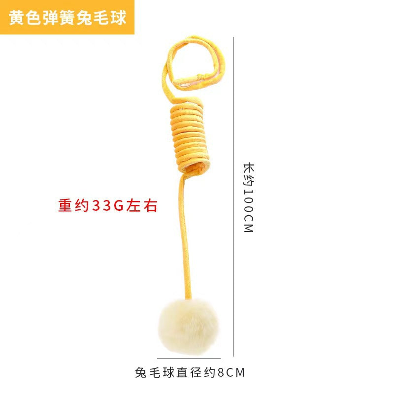 Pet cat toys self-hi suction cup spring rabbit hair ball interactive toys cat toys factory spot cross-border cat toys