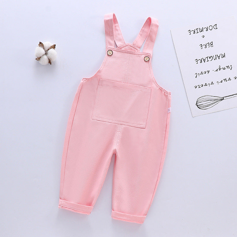 2025 new style children's overalls spring thin open crotch baby trousers small and medium children's casual pants boys and girls pants