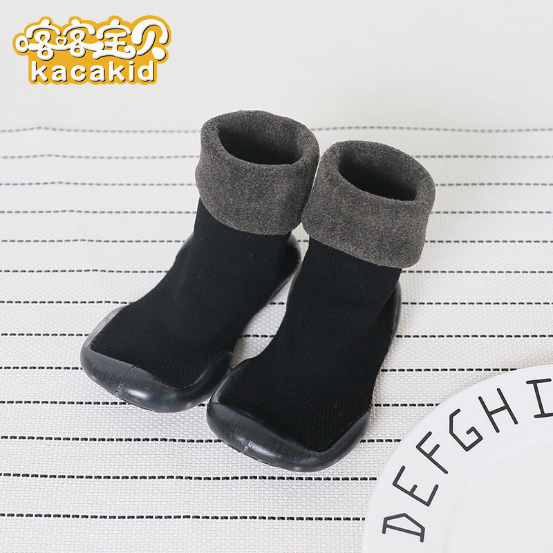 Anti-slip children's indoor shoes, baby floor shoes, outdoor rubber-soled children's shoes, toddler shoes, terry winter shoes and socks