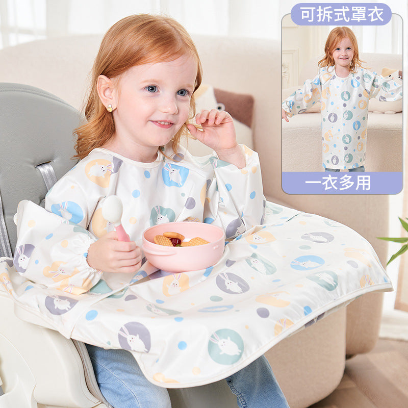 Baby eating one-piece dining chair cover children's independent eating full-cover rice pocket bib clothes baby food waterproof