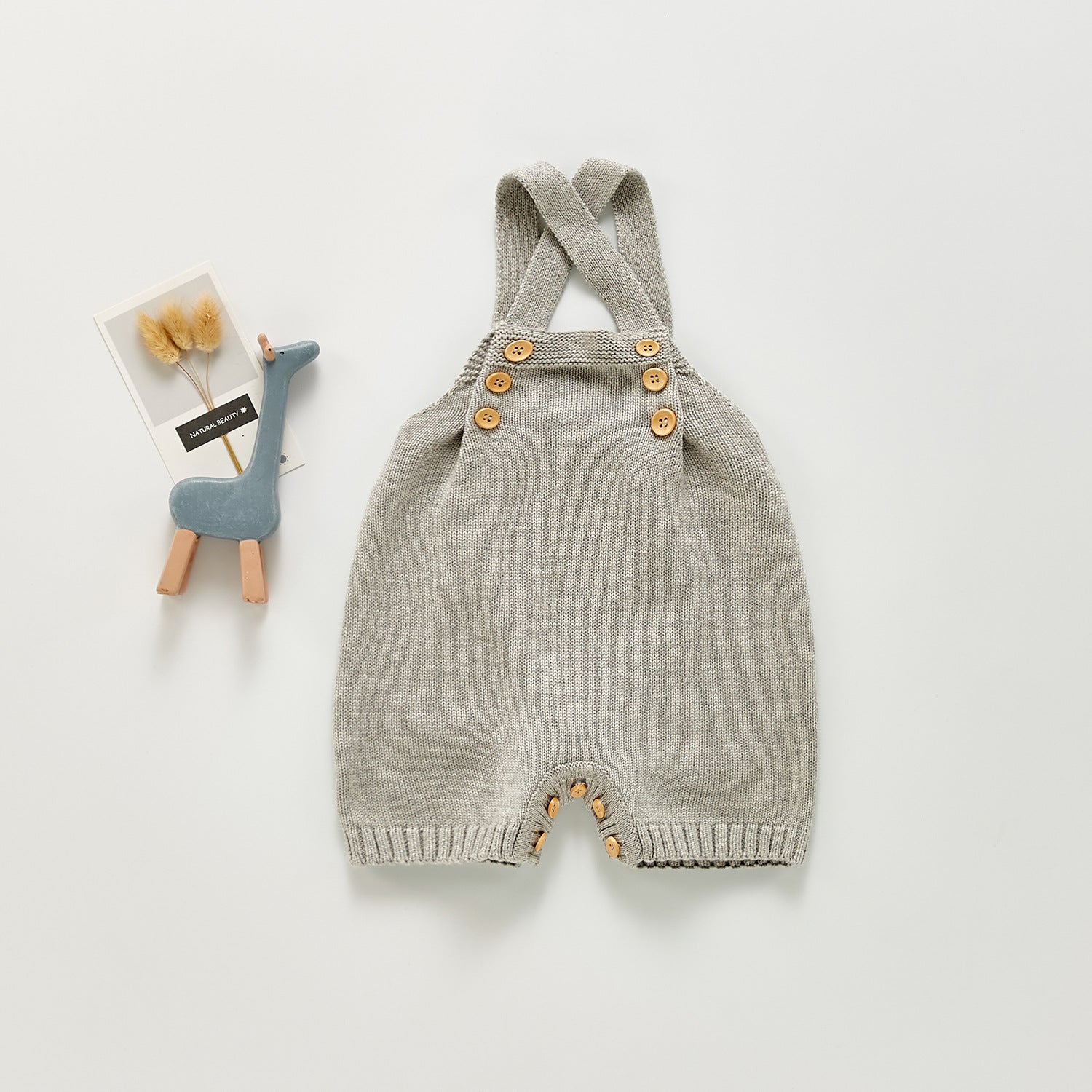 ins South Korea 2021 autumn male baby baby crawling clothing knitted bib pants three-color button climbing clothing