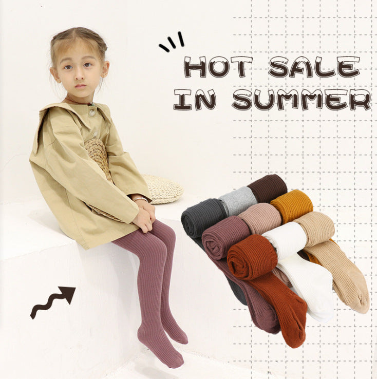 Spring and summer new candy-colored baby leggings with free opening children's pantyhose breathable sweat-absorbent cotton pantyhose