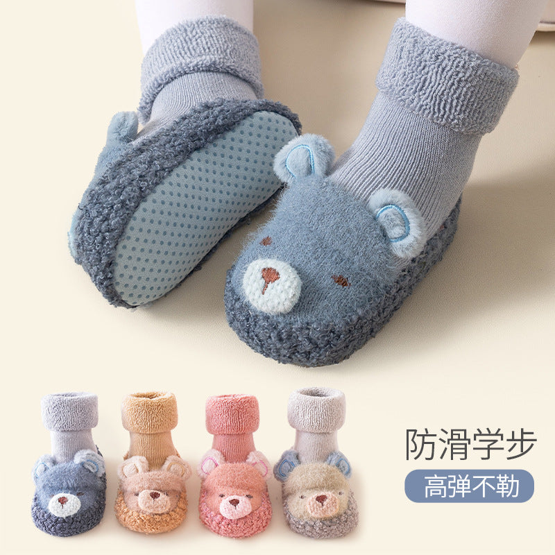 2023 Autumn and Winter New Baby Floor Socks Cute Cartoon Baby Bear Indoor Non-Slip Cooling Men's and Women's Toddler Shoes and Socks