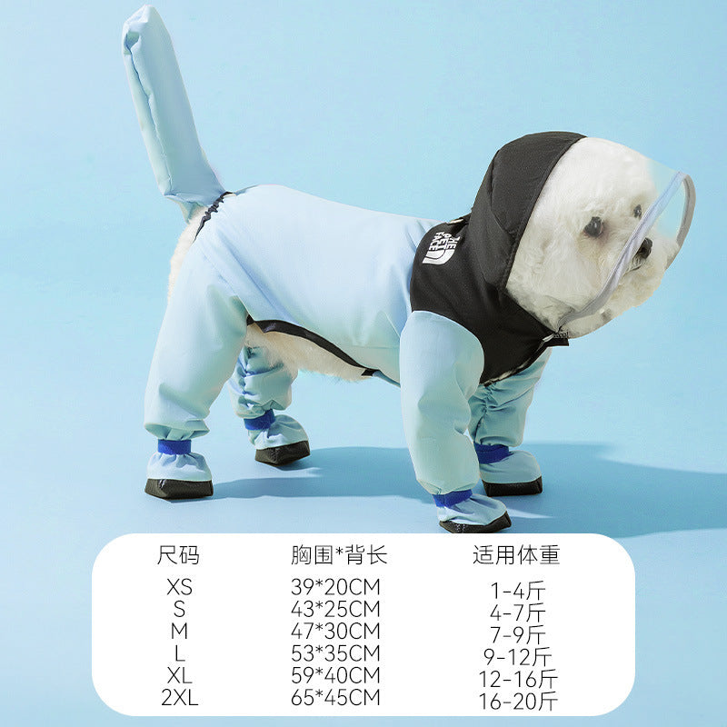 Puppy dog raincoat four-legged waterproof all-inclusive Teddy raincoat pet rain clothes for small and medium-sized dogs Bichon Pomeranian