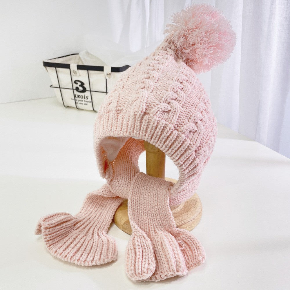 Baby hat autumn and winter newborn infant ear protection hat pure cotton cute warm boys and girls baby knitted plush hat