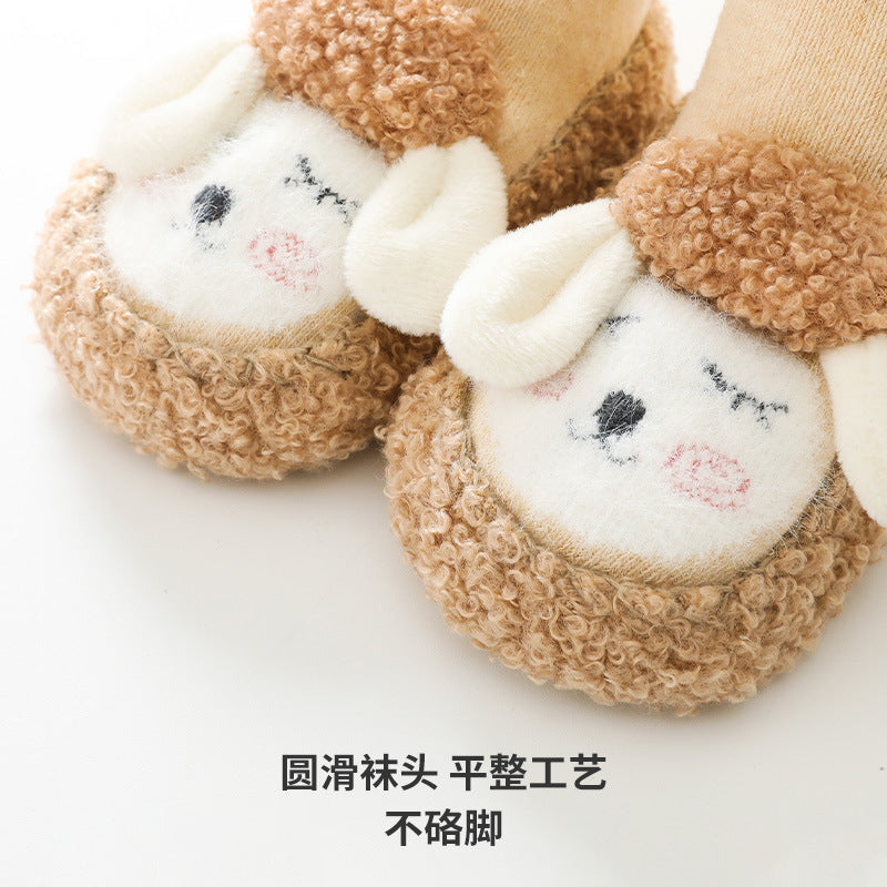 Liu Chengxing floor socks baby autumn and winter terry thickened children's toddler shoes and socks sets cartoon non-slip baby socks shoes