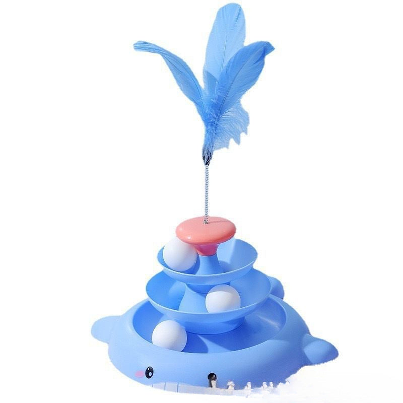 New whale cat turntable ball cat self-entertainment toy to relieve boredom and amuse cats interactive replacement feather pet toy