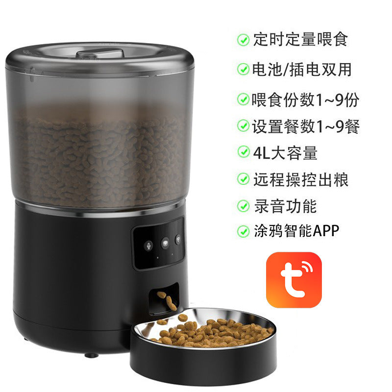 Automatic cat feeder 4L meal graffiti APP remote WIFI smart pet feeding cat and dog supplies feeding