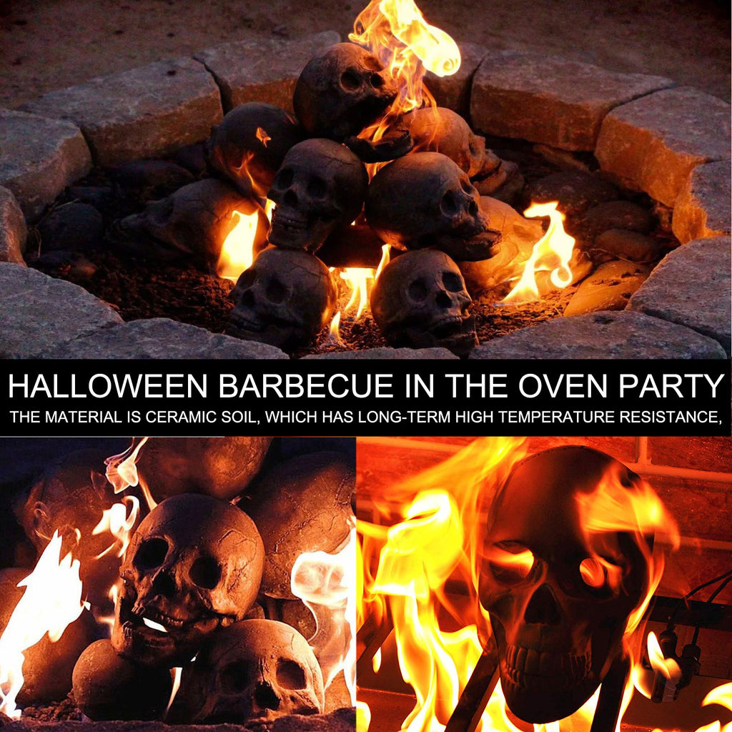 2022 New Halloween Simulated Skull Props Stove BBQ Ceramic Ornaments Horror Party Decorations