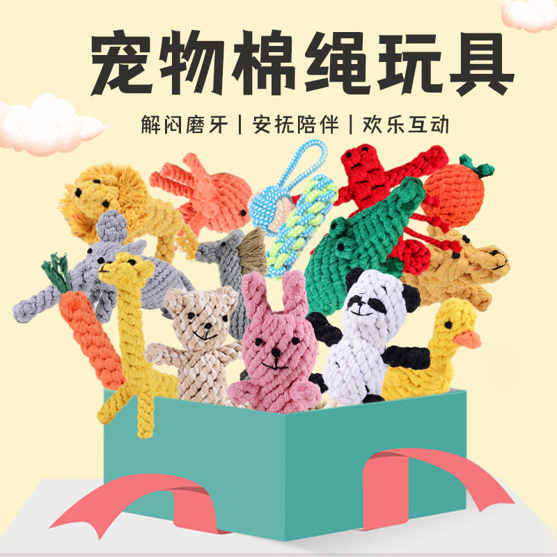 Factory direct sales of pet cotton rope toys, dog teething and chewing resistant toy ropes, hand-woven to relieve boredom and interactive toys