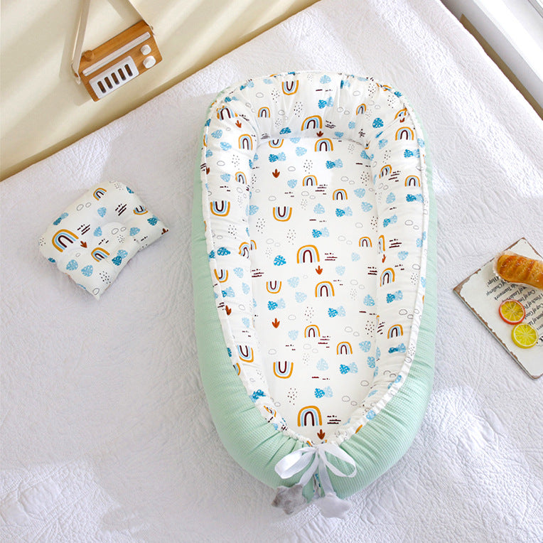 Hemei honeycomb breathable detachable and washable portable baby bed mid-bed bionic baby nest baby pillow travel baby bed