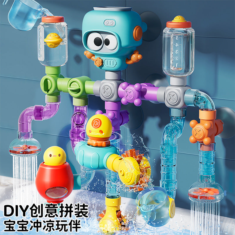 Children's baby water cannon pull-out water pump toy cartoon swimming pool bathroom shower beach water play parent-child game