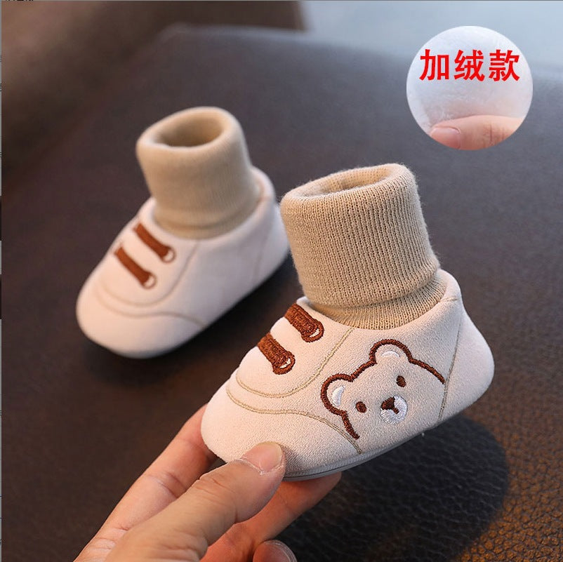 Autumn and winter baby shoes and socks 0-1 years old 3-6-12 months eight months cotton shoes warm men and women baby non-slip toddler shoes