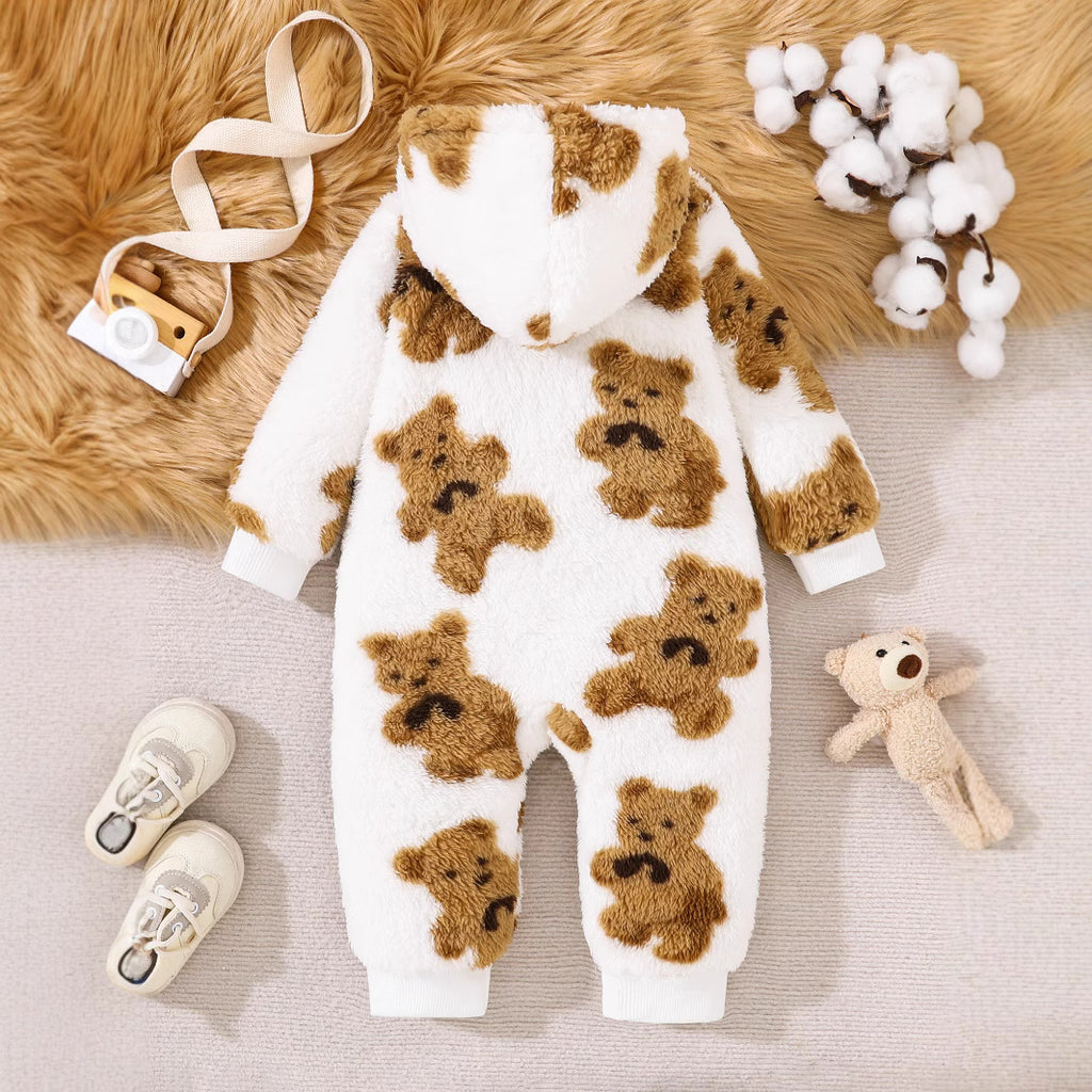 Baby baby thick warm crawling clothes jumpsuit plus fleece autumn and winter clothing
