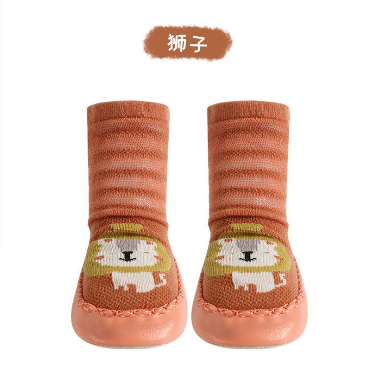 Baby Mesh Floor Socks Spring and Summer Korean Cartoon Thin Breathable Baby Leather Bottom Socks Striped Loose Children's Socks