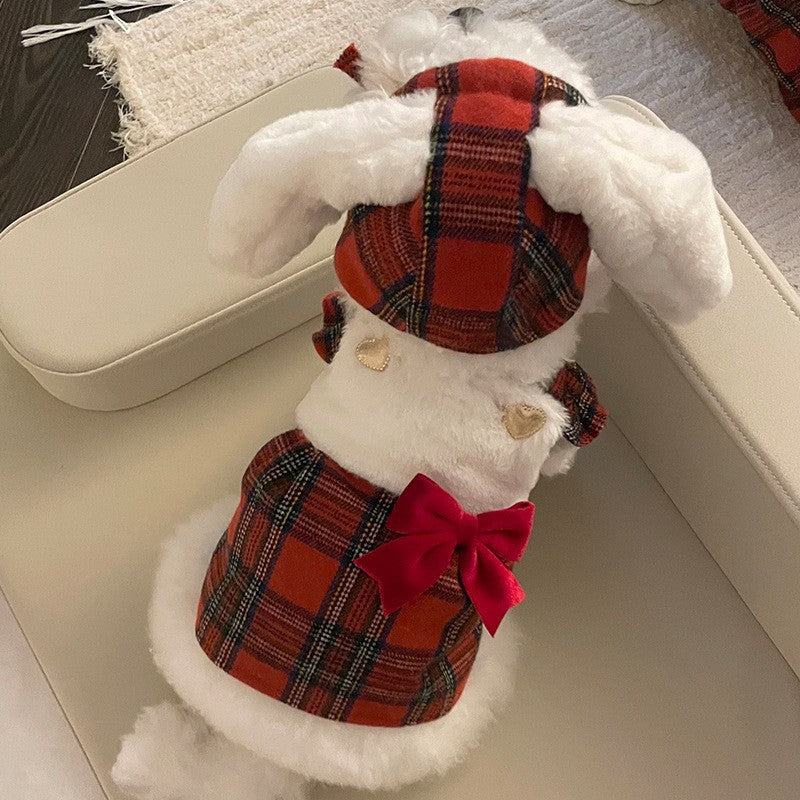 Puppy Christmas Princess Skirt Autumn and Winter Teddy Bichon Pomeranian Small Dog Pet Cat Clothes Winter