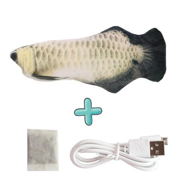 Cross-border electric fish to tease cat fish USB charging pet toy wagging tail jumping fish plush cat toy simulation fish