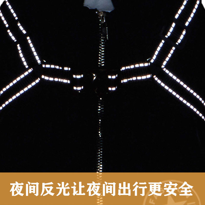 Cross-border exclusively for pet clothes autumn and winter warm dog cotton coat plus velvet thickened reflective strap clothes pet supplies