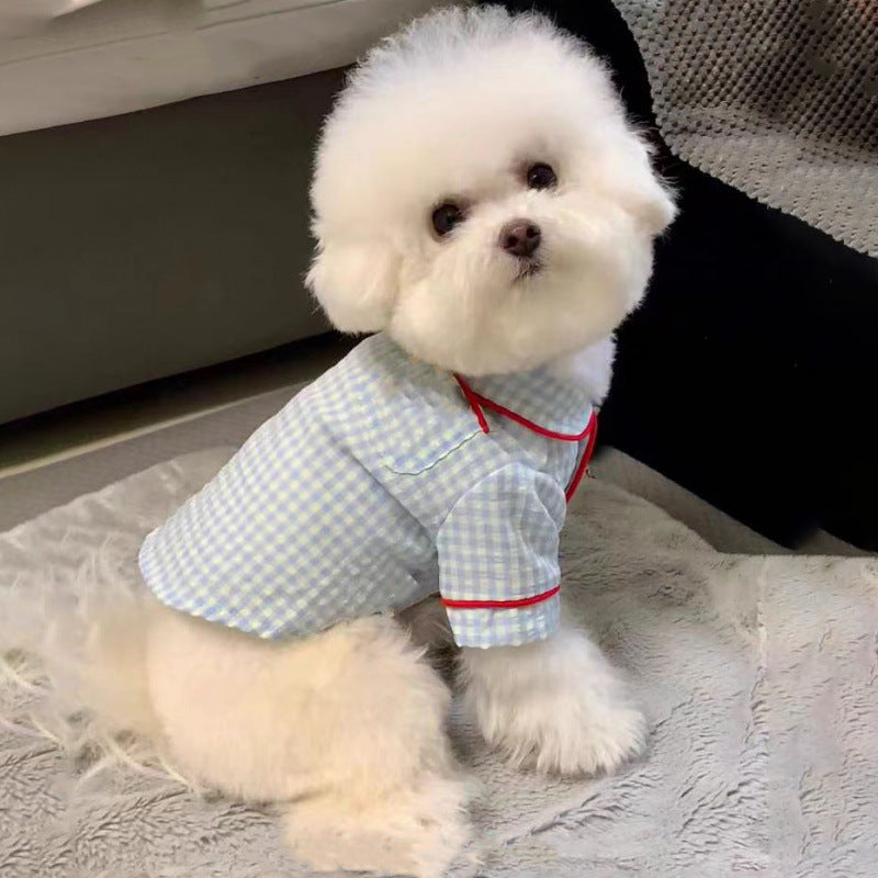 Pet spring and autumn thin dog pajamas puppy Bichon Maltese Schnauzer small fragrance style cat Teddy clothes