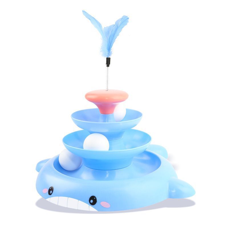 New whale cat turntable ball cat self-entertainment toy to relieve boredom and amuse cats interactive replacement feather pet toy